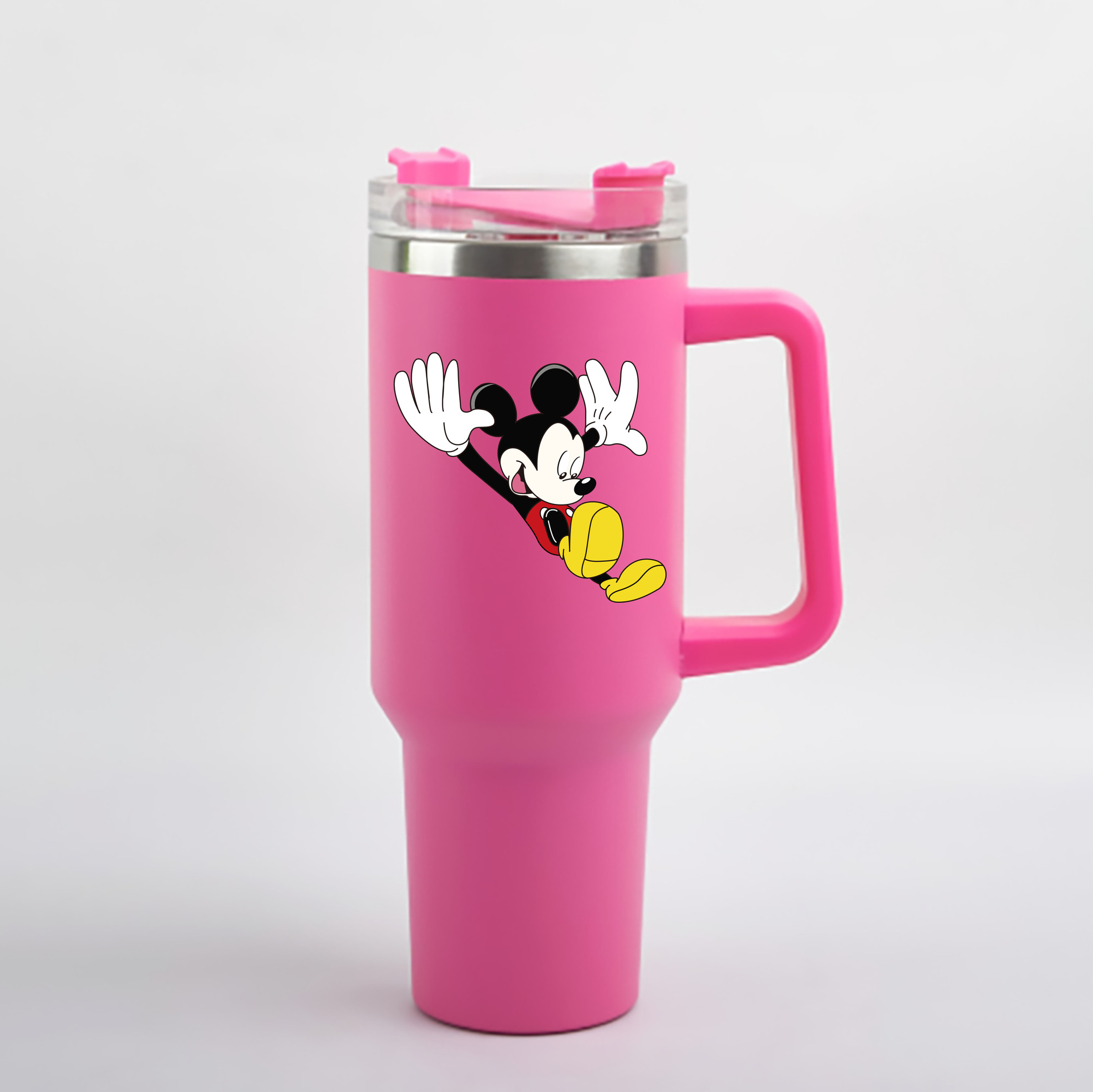 （画像用） ミッキーマウス Mickey Mouse 1200mL車用タンブラー - クリスタルステッカー（プラスチックストロー付き）